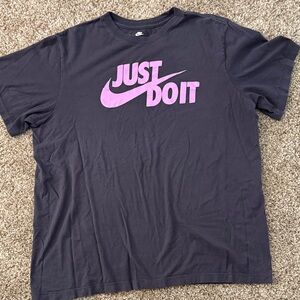 Nike Black Tee with Pink Slogan